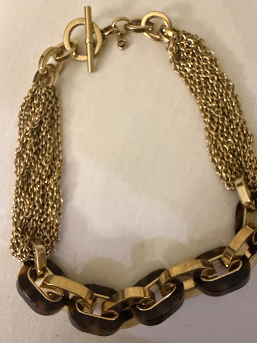 VINTAGE Michael Kors Gold-Tone Chain Necklace with Tortoiseshell Links